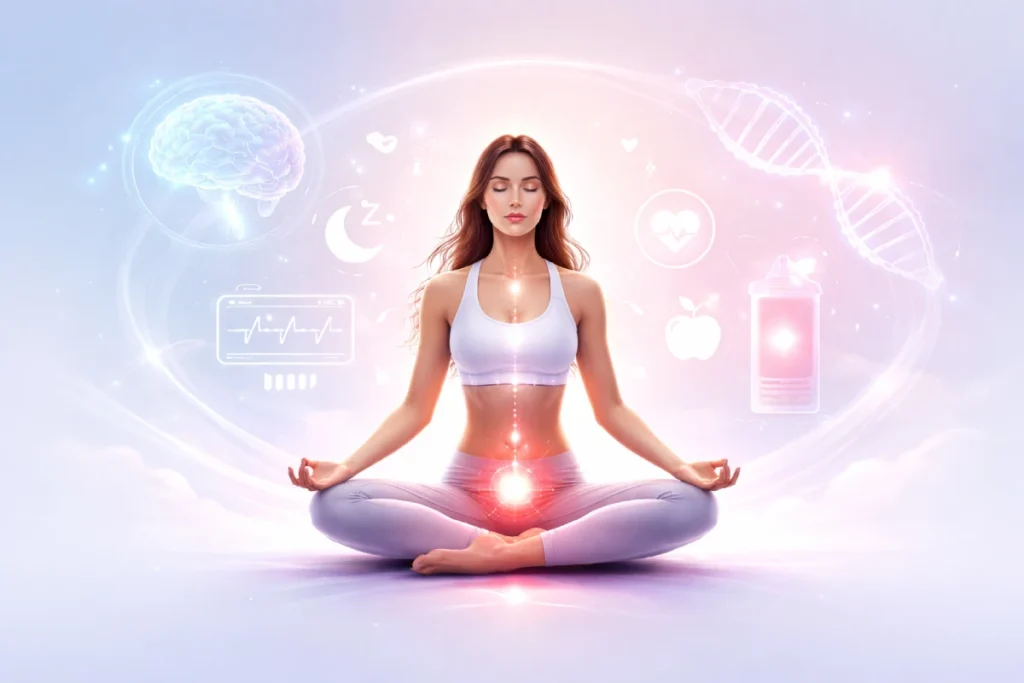 ilustration of a woman balancing her root chakra