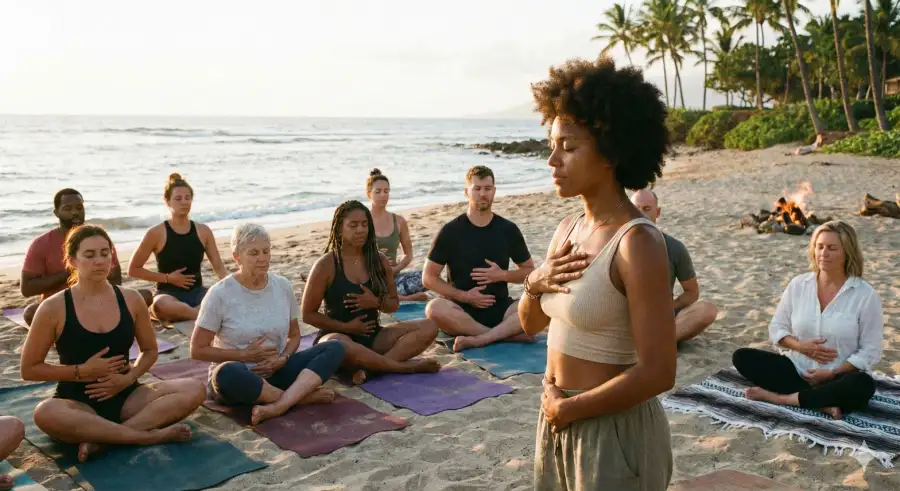 respiracion diafragmatica en la playa