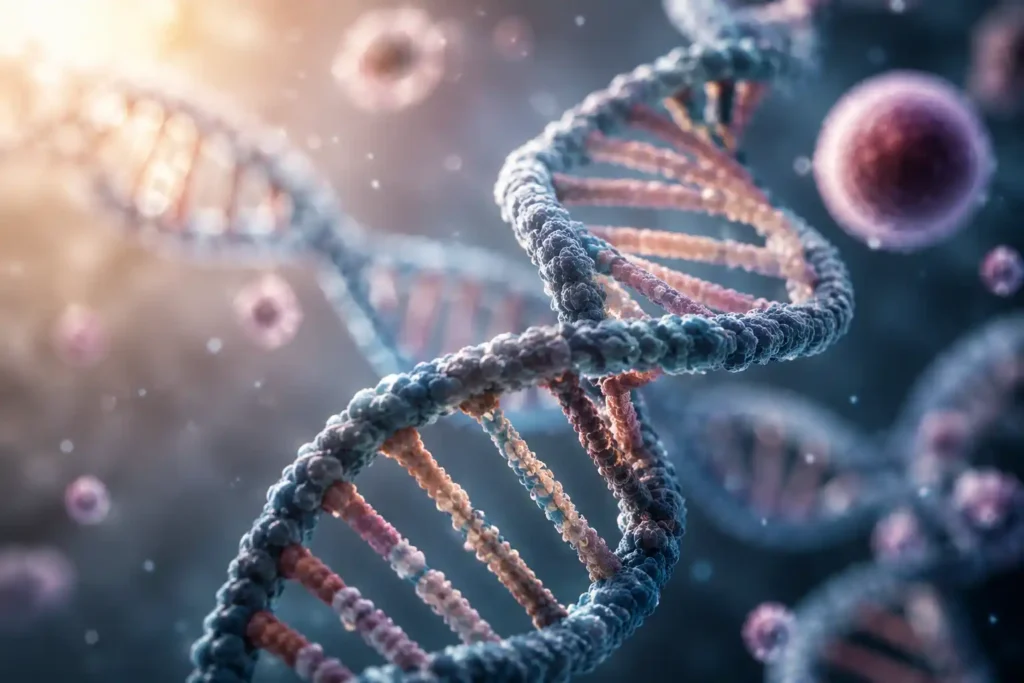 ilustracion de ADN y moleculas